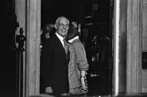 Images Dated 12th June 1987: Denis Thatcher husband of Prime Minister Margaret Thatcher celebrate winning a third term