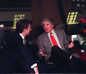 Dennis Skinner talks with Tony Blair before the NEC meeting at Millbank 24 March 1998 Dennis Skinner talks with Tony Blair before the NEC meeting at Millbank 24 March 1998