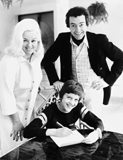 Diana Dors actress with her husband Alan Lake and son Jason. January 1982 Diana Dors actress with her husband Alan Lake and son Jason. January 1982