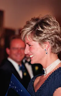 DIANA, PRINCESS OF WALES AT EVENING FUNCTION - H/L, SMILING - OCTOBER 1991 DIANA, PRINCESS OF WALES AT EVENING FUNCTION - H/L, SMILING - OCTOBER 1991
