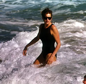 Diana, Princess of Wales in the water at Indian Castle Beach during her Nevis Diana, Princess of Wales in the water at Indian Castle Beach during her Nevis