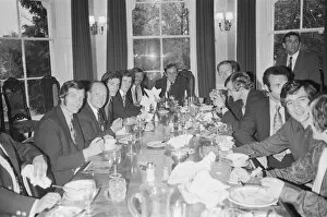 Images Dated 6th May 1972: Don Revie heads the table as the Leeds United team have a celebratorial meal at their