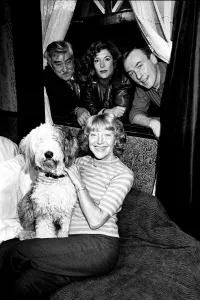 Dora Bryan, with dog Bella, alongside Ivan Beavis, Carol Drinkwater Dora Bryan, with dog Bella, alongside Ivan Beavis, Carol Drinkwater