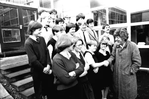 Former Dr Who actor Tom Baker at Heathfield Senior High School on 23rd November 1982 Former Dr Who actor Tom Baker at Heathfield Senior High School on 23rd November 1982