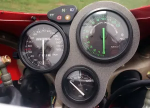 Ducati 748 Red motorbike - control panel, speedometer, rev counter and petrol gauge Ducati 748 Red motorbike - control panel, speedometer, rev counter and petrol gauge
