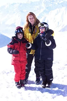 Duchess of York with daughters Princess Eugenie and Princess Beatrice at the Swiss Ski Duchess of York with daughters Princess Eugenie and Princess Beatrice at the Swiss Ski
