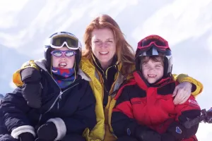 Duchess of York with daughters Princess Eugenie and Princess Beatrice at the Swiss Ski Duchess of York with daughters Princess Eugenie and Princess Beatrice at the Swiss Ski