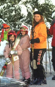 Duchess of York with Princesses Beatrice and Eugenie skiing holiday in Verbier Duchess of York with Princesses Beatrice and Eugenie skiing holiday in Verbier