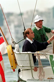 THE DUKE OF EDINBURGH AND PRINCE EDWARD SAILING HIS YATCH DURING COWES WEEK. AUGUST 1992 THE DUKE OF EDINBURGH AND PRINCE EDWARD SAILING HIS YATCH DURING COWES WEEK. AUGUST 1992