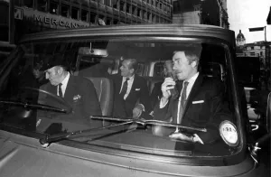 The Duke of Edinburgh. Prince Philip pictured in the back of a van. December 1981 The Duke of Edinburgh. Prince Philip pictured in the back of a van. December 1981