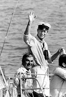 The Duke of Edinburgh. Prince Philip sailing his yacht The Duke of Edinburgh. Prince Philip sailing his yacht