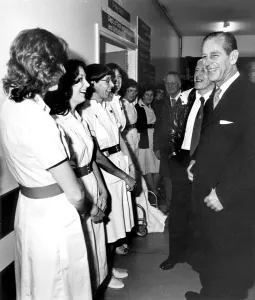 The Duke of Edinburgh. Prince Philip speaks with nurses at Stoke Mandeville Hospital The Duke of Edinburgh. Prince Philip speaks with nurses at Stoke Mandeville Hospital
