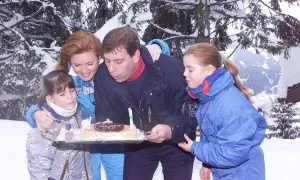 The Duke of York blows out birthday candles February on the chocolate cake given to The Duke of York blows out birthday candles February on the chocolate cake given to