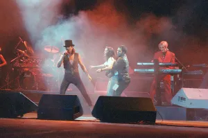 Duran Duran in concert. A fan approached the stage Duran Duran in concert. A fan approached the stage