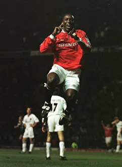 Dwight Yorke Manchester United striker January 1999 celebrates after scoring against West Dwight Yorke Manchester United striker January 1999 celebrates after scoring against West