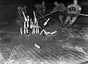 Earl's Court Rangers seen here playing skittles on ice. October 1952 C5211A-001 Earl's Court Rangers seen here playing skittles on ice. October 1952 C5211A-001