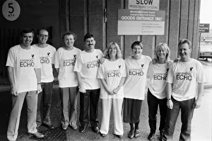The Echo stair run team, training for charity event, 10th November 1989. L to R The Echo stair run team, training for charity event, 10th November 1989. L to R
