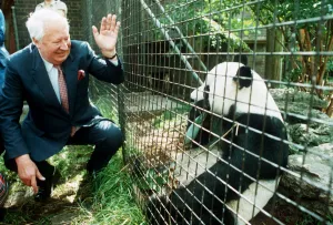 Edward Heath meets panda Chia Chia at London Zoo Edward Heath meets panda Chia Chia at London Zoo