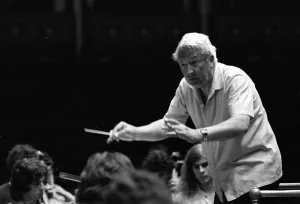 Edward Heath rehearsing the 107 strong European Community Youth Orchestra at the Royal Edward Heath rehearsing the 107 strong European Community Youth Orchestra at the Royal