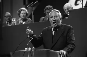 Edward Heath speaks at Conservative conference 1978 with Margaret Thatcher Edward Heath speaks at Conservative conference 1978 with Margaret Thatcher