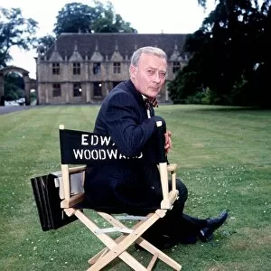 Images Dated 1st July 1987: Edward Woodward Actor / Director Sitting on chair in grounds July 1987 Dbase