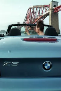 Eileen Catterson and BMW Z3 convertible car May 1998 at Forth Rail Bridge Eileen Catterson and BMW Z3 convertible car May 1998 at Forth Rail Bridge