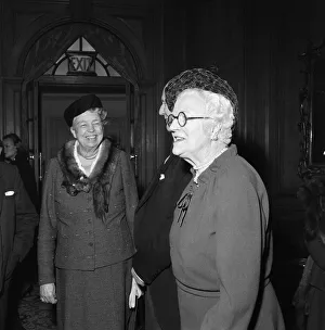 Eleanor Roosevelt and Lady Churchill at a Foyles luncheon. 6th April 1959 Eleanor Roosevelt and Lady Churchill at a Foyles luncheon. 6th April 1959