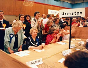 Election night, 1992 General Election, 9th April 1992. Labour picks up Urmston Election night, 1992 General Election, 9th April 1992. Labour picks up Urmston