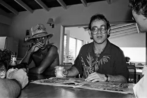 Images Dated 11th October 1982: Elton John and Bernie Taupin on the Caribbean island of Montserrat