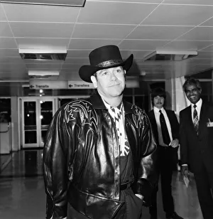 Elton John leaving Heathrow Airport for New York on Concorde. 13th August 1984 Elton John leaving Heathrow Airport for New York on Concorde. 13th August 1984