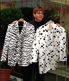 Elton John with his old clothes November 1997 he is selling clothes Elton John with his old clothes November 1997 he is selling clothes