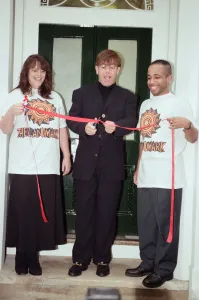 Elton John opening an AIDS Cenre in Brixton. 29th November 1994 Elton John opening an AIDS Cenre in Brixton. 29th November 1994