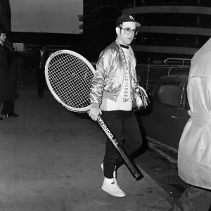 Elton John pictured at Heathrow Airport, arriving back from America Elton John pictured at Heathrow Airport, arriving back from America
