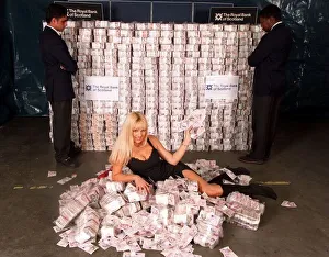 Emma Noble with £50 million pounds Lottery Money November 1997 for three in a row Emma Noble with £50 million pounds Lottery Money November 1997 for three in a row
