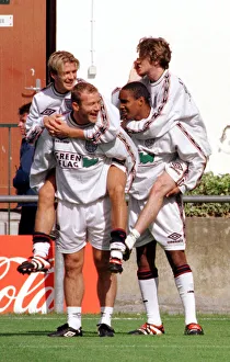 England Football Training 1998 team mates relaxing Alan Shearer England Football Training 1998 team mates relaxing Alan Shearer