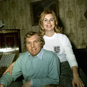 England footballer Bobby Moore at home with wife Tina May 1973 England footballer Bobby Moore at home with wife Tina May 1973