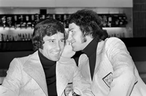 England footballer Gerry Francis whispers into new boy Colin Viljoen' England footballer Gerry Francis whispers into new boy Colin Viljoen'