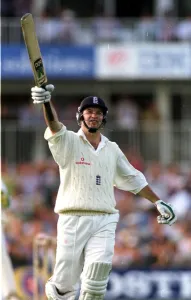 England's Graeme Hick celebrates century August 1998 in test match against Sri England's Graeme Hick celebrates century August 1998 in test match against Sri