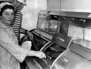 Eric and Beryl Dodd in their tiny chippy at Topcliffe village Eric and Beryl Dodd in their tiny chippy at Topcliffe village