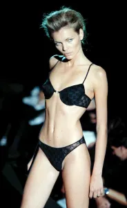 Esther Canadas Gucci underwear Milan Fashion Show 1997 wearing a black bra Esther Canadas Gucci underwear Milan Fashion Show 1997 wearing a black bra