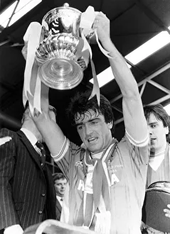 Everton v Watford Football May 1984 Kevin Ratcliffe Everton Football Player lifts Everton v Watford Football May 1984 Kevin Ratcliffe Everton Football Player lifts