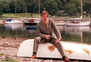 Ewan McGregor on the Isle of Arran July 1998 with glass of Loch Ranza whisky sitting Ewan McGregor on the Isle of Arran July 1998 with glass of Loch Ranza whisky sitting