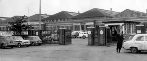 Exterior view of British Leyland Strandard Triumph works entrance and gatehouse at Canley Exterior view of British Leyland Strandard Triumph works entrance and gatehouse at Canley