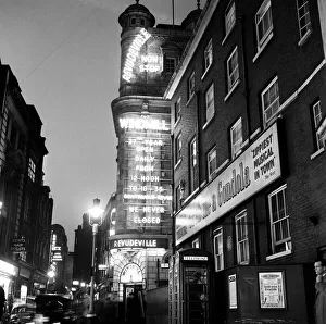 Exterior view of the Windmill Theatre in London's West End. April 1958 Exterior view of the Windmill Theatre in London's West End. April 1958