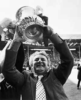 FA Cup Final 1977 Manchester United manager Tommy Docherty with cup after victory over FA Cup Final 1977 Manchester United manager Tommy Docherty with cup after victory over