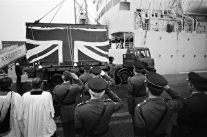 Fallen heroes from the Falklands come home. Sixty four bodies are brought back in Union Fallen heroes from the Falklands come home. Sixty four bodies are brought back in Union