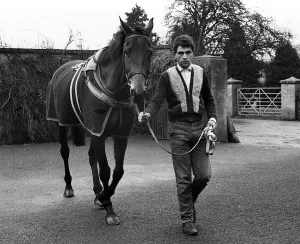 Famous racehorse Arkle being being walked around at the stables of Tom Dreaper Famous racehorse Arkle being being walked around at the stables of Tom Dreaper