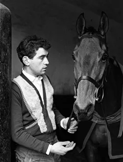 Famous racehorse Arkle standing at the stable door at Tom Dreapers yard Famous racehorse Arkle standing at the stable door at Tom Dreapers yard