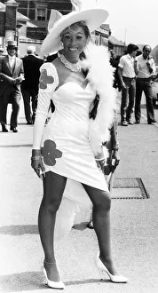 Fashionable racegoer in mini dress at Royal Ascot in June 1985 Fashionable racegoer in mini dress at Royal Ascot in June 1985