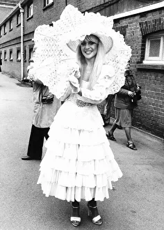 Fashionable racegoer with parasol at Royal Ascot in 1981 Fashionable racegoer with parasol at Royal Ascot in 1981